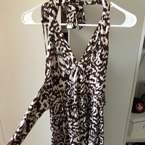 Diane vonFurstenberg silk brown cheetah halter